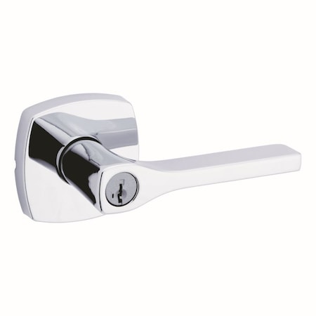 Kwikset Tripoli Lever , Midtown Rose Entry Door Lock SmartKey , 6AL Latch, RCS Strike Bright Chrome Finish 740TPLMDT-26S